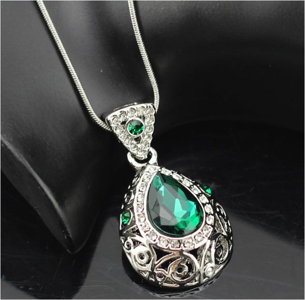 Angel Ocean Tear Design Green Crystal Pendant