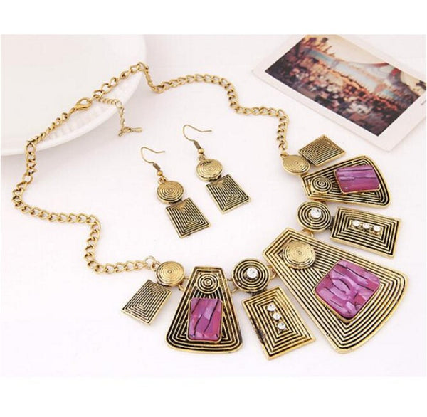 Created Gemstone Maxi Collier Necklace Earring