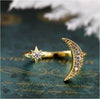 Crescent Moon Star Crystal Adjustable Rings